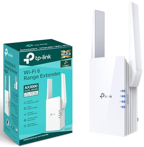TP-Link RE705X AX3000 Dual Band Mesh Wi-Fi 6 Range Extender Hotspot 160 MHz UK (Renewed)