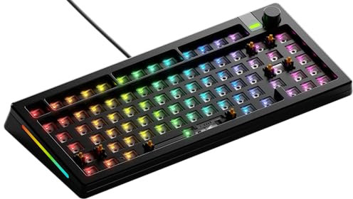 Glorious Gaming GMMK 3 PRO Barebones : kit clavier personnalisé, molette, corps alu et joints modulaires, clavier 75 % (hot swap), mousse insonorisante, plaque de commutation alu, ANSI - Noir