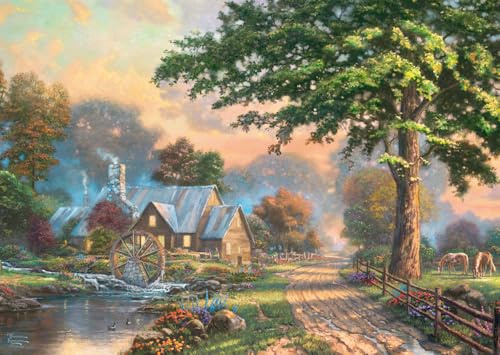 Schmidt Spiele 59797 Am Alten Mühlenbach, Thomas Kinkade, 1000 Teile Holzpuzzle
