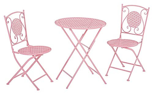CCKUHN Klapptisch-Stuhl-Set für den Außenbereich, Faltbare runde Couchtische, einfacher tragbarer Kleiner Tisch aus Eisen für den Balkon/die Terrasse/den Garten zu Hause (C)
