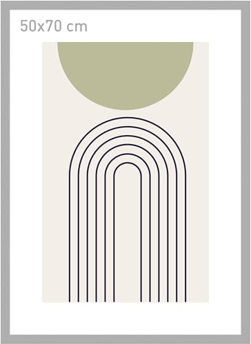 accent by nielsen Holz Bilderrahmen Velino, 50 x 70 cm, Silber | Holz (MDF) Posterrahmen im Hoch- & Querformat zum Aufhängen Silber gebürstet Echtglas