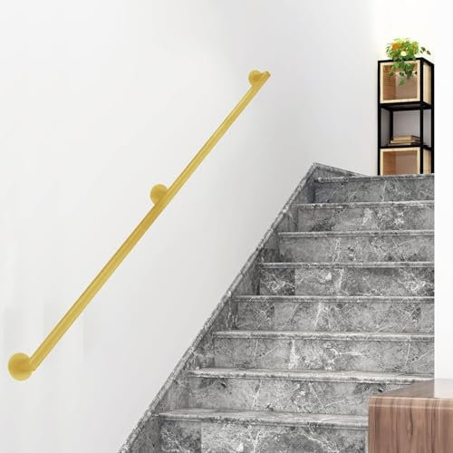 Whnoorher Goldmatter Treppenhandlauf für drinnen und draußen, Treppengeländerhalterungen, Wandhalterung aus Metallschmiedeeisen, 60 cm, 90 cm, 120 cm, 150 cm Treppengeländer(100cm)