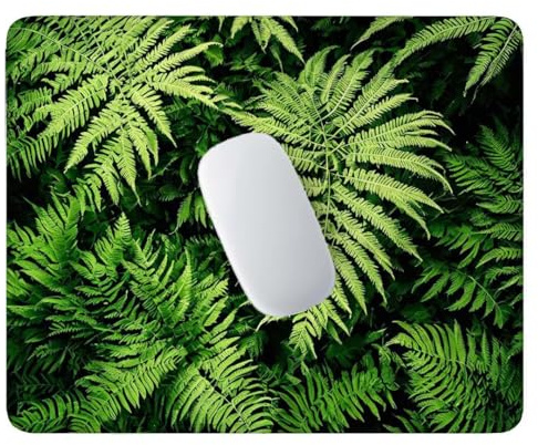 Gaming Mouse Pad, Green Fern Leaves Mouse Mat, Premium-Textured Mousepad Keyboard Mat 34x28 cm, Stitched Edge Anti-Slip Waterproof Rubber Small Mouse Mat, for Office Women Man Desk Accessories X-679