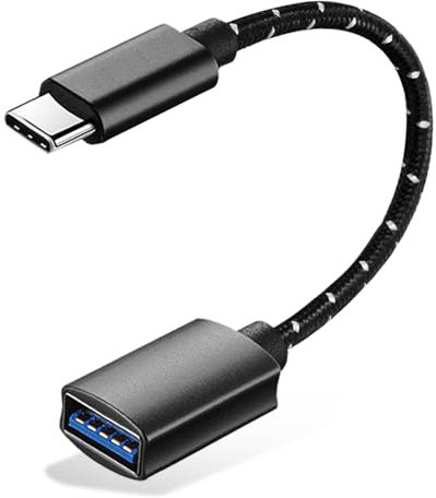 Adaptateur USB C vers USB, OTG Câble Type C Mâle vers USB A Femelle, Nylon Tressé Aluminium, Compatible avec iPhone 16 Pro Max/15 Pro Max, iPad Pro, MacBook Pro/Air, Samsung Galaxy S24/S23/S22