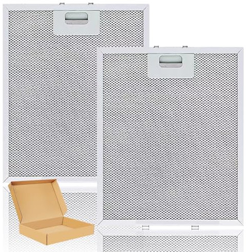 Lot de 2 filtres à graisse en métal pour hotte aspirante - 305 mm x 267 mm - Pour AEG, Electrolux, Elica, Whirlpool, Bauknecht