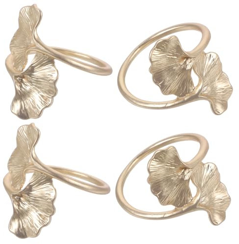 LALADEFIEE 4stücke Ginkgo Serviettenringe Metall Tischdekoration Für Hochzeiten Feiern Und Täglichen Gebrauch Hochwertige Pflegeleichte Serviettenhalter Mattem