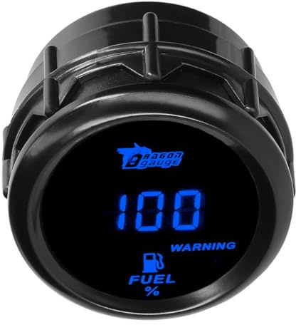 LKRXW Medidor de Nivel Combustible 52mm Indicador Nivel Tanque Combustible | Coche Auto 12V Azul Luz Digital Manómetro de Gasolina del Automóvil 0 a 100