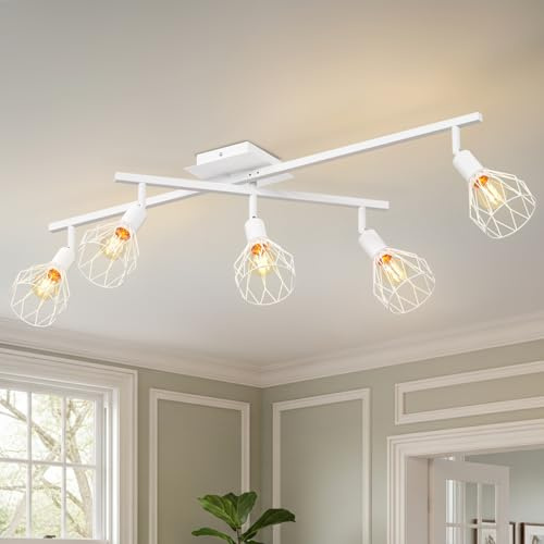 LVWIT Deckenstrahler 5 Flammig LED Spots Deckenleuchte Strahler Deckenspots für Küche Wohnzimmer Schlafzimmer Esszimmer Weiß E14