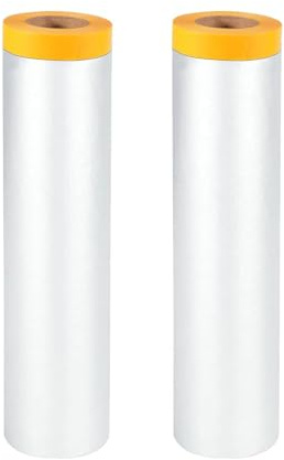 Rollo de película enmascaramiento autoestecia para protección pintura rápida, láminas polvo plástico muebles, pisos, paredes, gabinetes y automóviles durante proyectos renovación 4 Rolls 3mx20m