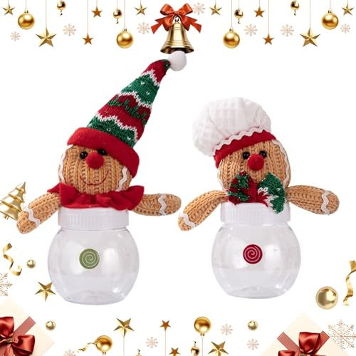 Hjatirace Weihnachts Süßigkeiten Gläser mit Deckeln,2 Stück Bezaubernder Organizer Für Die Weihnachtsfeiertage,Festliche Plätzchendosen | Für Snacks Leckereien Partygaben Geschenkfüller