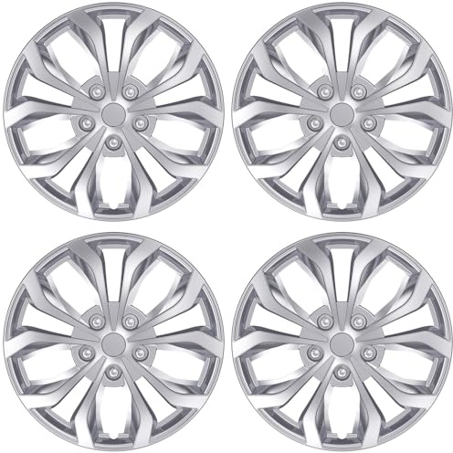 AutoBeeDen 4er-Pack Universal Radkappen für 15 Zoll Räder, 15 Radzierblenden, Radblenden (Silber, 15 Zoll)