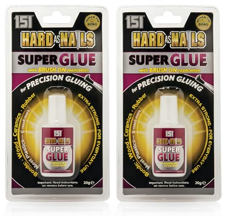 2x 20g 151 Superglue, Ultra Glue, Hard As Nails Super Glue - Bundled by GetInStyle Shop