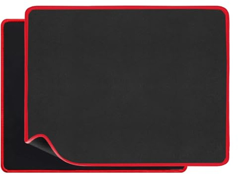 iSOUL Mouse Pad, Mice Pad with Non-Slip Rubber Base, Mouse Mats for Computers Durable Red Stitched Edges, Neoprene Smooth Surface for Laser and Optical Mouse Mat, Red Boarder