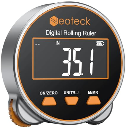 Neoteck Cinta Métrica Digital 656Ft/200M Regla Rodante Electrónica con Pantalla LCD y 5 Modos de Referencia Regla Digital Recargable para Medir Superficie Plana, Curva, Diámetro y Forma Irregular