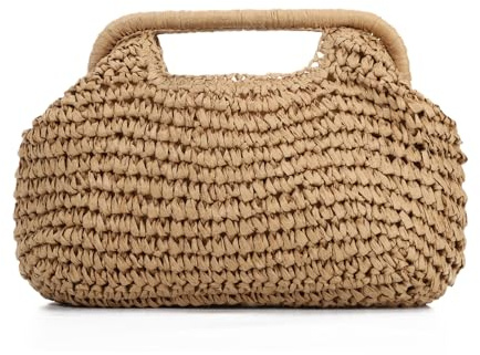 LHHMZ Women Straw Dumpling Clutch Bag, Woven Straw Clutch Handbag, Summer Beach Crossbody Shoulder Bag for Vacation Travel