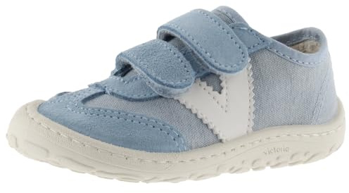 Victoria Basket Basse Unisexe Respectueuses Barefoot Bosco Toile & Pièces en Daim Assorties & Double Fermeture Auto-Agrippante 1370128 pour Enfants Azul 23