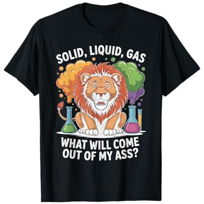 Funny Chemistry Lion Solid Liquid Gas Humor T-Shirt