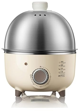 Cuociuova elettrico con timer da 30 minuti e spegnimento automatico, capacità di 7 uova in acciaio inossidabile 304, parti staccabili for uso domestico e in dormitorio