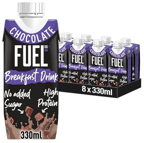 Fuel 10K Chocolate High Protein Milk Breakfast Shake Drink 330ml | Case of 8