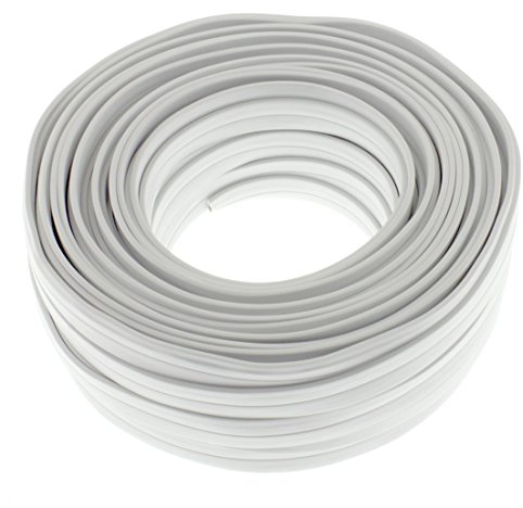 Cavo per altoparlante piatto 2 x 2,5 mm², di colore bianco, 25 m, CCA, cavo audio, per altoparlante