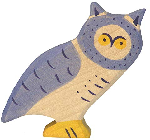 cama24com Holztiger Eule Holzfiguren Uhu Holzspielzeug Wald- und Wiesentiere mit Palandi® Sticker