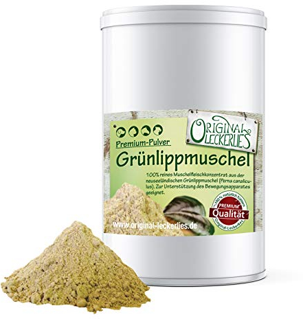 Original-Leckerlies: Grünlippmuschelpulver 500 g - natürlicher Taurinlieferant, Lebensmittelqualität, Naturprodukt für Hunde, barfen
