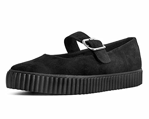 T.U.K. Shoes Black Vegan Faux Suede Pointed Buckle Strap Mary Janes for Women | US Women 8