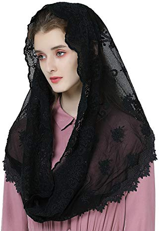 BEAUTELICATE Mantilla Katholisch Spitze Schwarz Damen Schleier Schal Stola Spitzen Weiß für Hochzeit Kirche Messe Festlich Kapelle Braut V112