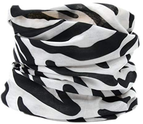 L&H Men Women Headband Bandanas Snood Multifunctional Face Cover Mask Tube Neck Warmer Head Hair Band Wrap Balaclava Gym Sports Cycling Yoga (Zebra)