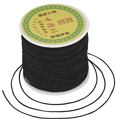 Craftdady - Cordoncino in nylon intrecciato per perline da 0,8 mm, per nodi cinesi, macramè, braccialetti fai da te, collane e gioielli, da 91 metri, colore: nero