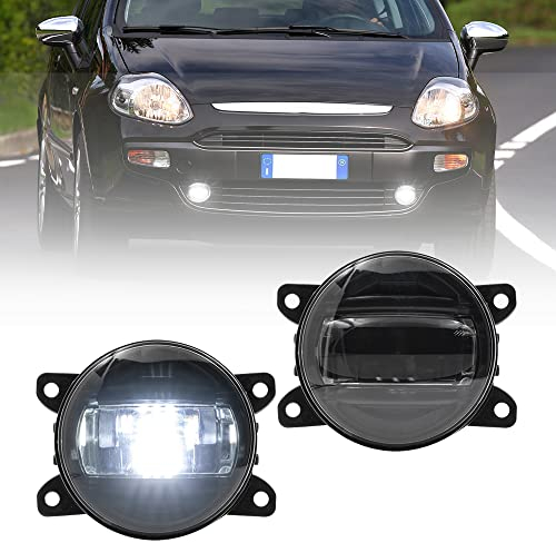 NSLUMO Weißer LED-Nebelscheinwerfer für Fi.at 500 312 500L 330 Doblo Panda Tipo 356 Punto Ducato 3,5 Zoll LED Frontstoßstangen-Nebelscheinwerfer 2 teiliges schwarzes Len Kit