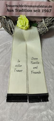 Grabschleife, Trauerschleife, Kranzschleife 12,5 cm breit (12,5 cm, Creme)