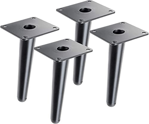 ANMOO 4Pcs 15cm Black Furniture Legs, Metal Oblique Table Legs | Heavy duty tapered cone legs with screws, easy install for DIY coffee table, sofa, cabinet and home furniture replacement