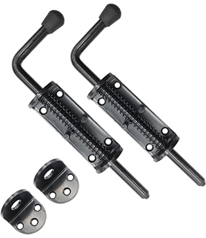 Black 2 Packs 8.5 Inch Heavy Duty Spring Loaded Latch Pin, Sliding Barrel Bolt Door Lock for Chests/Cabinets/Utility Trailer Gate, 2mm Thickened Interior and Outdoor Latch
