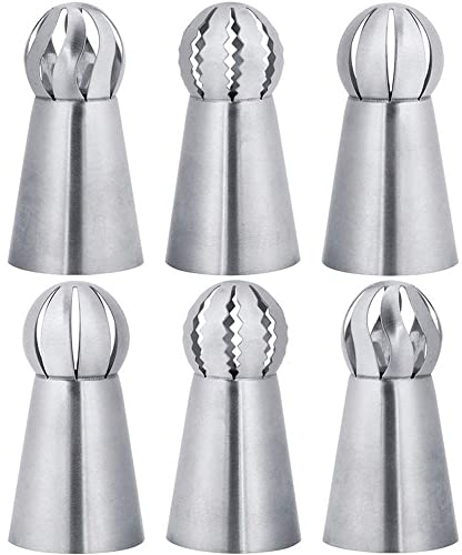 Qiwenr Kuchen dekorieren Tipps,6 Stück Edelstahl Nahtlos Spritztüllen-Set Große Kuchendekorationswerkzeuge,Piping-Tipps für Kuchen dekorieren Gebäck Fondant Werkzeuge（Drei Stile）