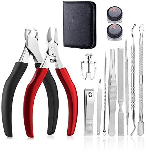 12 Stück Profi Fußnagelzange Set, Scharf Nagelzange für Dicken & Eingewachsenen Starke Fußnägel, Pediküre Knipser Zehennagelschneider Nagelfeile Dicken & Eingewachsenen Harten Zehennägel… (12 Pcs)