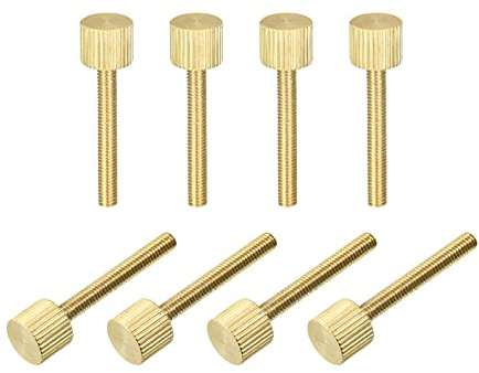 sourcing map Gerändelte Rändelschrauben, M4 x 30 mm, flache Messingschrauben, Griffknöpfe für PC, elektronisch, mechanisch, 8 Stück