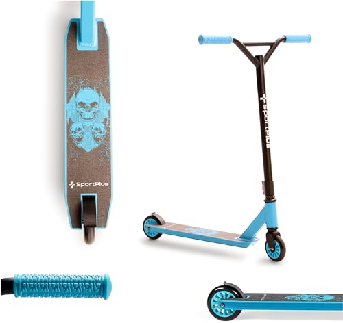 SportPlus Stunt/Freestyle Scooter, ABEC 9 Kugellager,3-Fach verschraubte Lenkerklemme, 100mm PU-Wheels mit PP Kern, TPR Handgriffe
