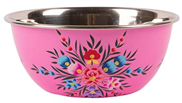1x Himbeer-Stiefmütterchen 18.5cm Edelstahl Campingschüssel - Wiederverwendbar Picknick Party Pasta Essen Abendessen Portion Geschirr Teller - von BillyCan