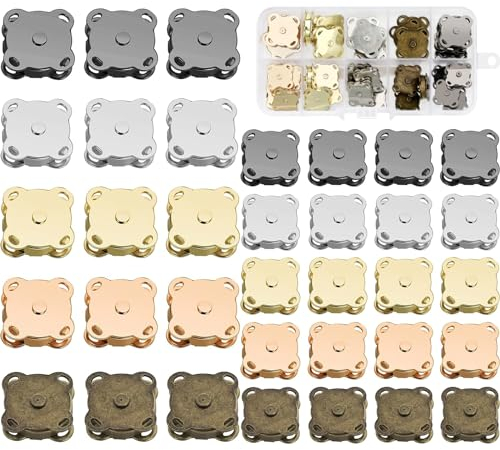 XUSSMM 35 Stück Magnetknöpfe, 14mm und 18mm Magnetische Knöpfe Druckknöpfe, Nähen Magnetverschlüsse für Handtaschen Handarbeiten Basteln Kleidung Nähen Taschen