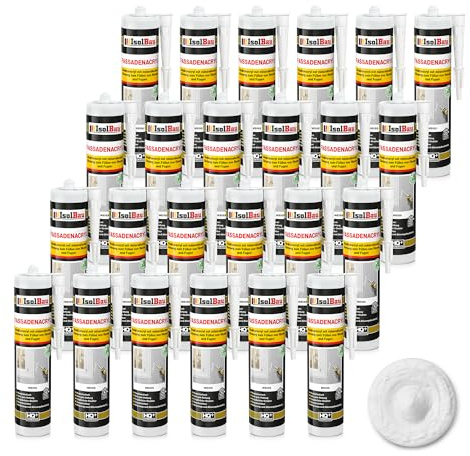 Isolbau Mastic acrylique pour façades - Avec grain - Pour remplir les fissures et les joints en intérieur et en extérieur - Blanc - 24 x 300 ml