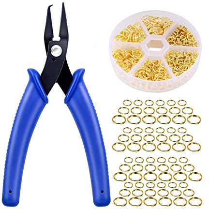 Tbkoeudhg 690-Teilige DIY-Spaltringzangen, Doppelt Geschlossene Biegeringe, Metall, Gold, Doppelringe, Kreise, Zum Basteln, Ösen für Schmuck, Halsketten und Armbänder