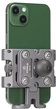 FANAUE Alluminio Antivibrazione Porta cellulare moto con 1 Pollice Palla compatibile con RAM Mounts B Taglia bracci a doppia presa e porta cellulare moto bicicletta per telefoni da 5,5-7