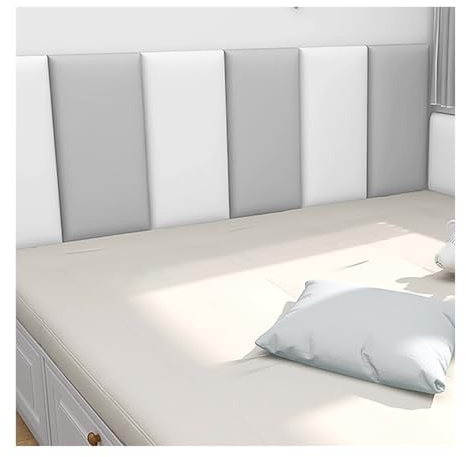 XLIHAWY 3D Anti-Collision Wall Padding, Peel and Stick Decorative Pholstered Wall Panels, Removable Bedside Protective Wall Cushion(White-11.8x23.62in,8pcs)