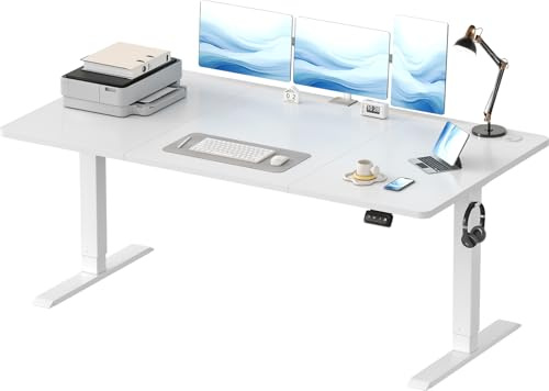 Devoko Höhenverstellbarer Schreibtisch, Elektrischer Schreibtisch Höhenverstellbar Tisch, Steh-Sitz Bürotisch, Computertisch mit Memory-Funktion, Stehpult, Standing Desk, Bürotisch,180 x 80 cm,Weiß