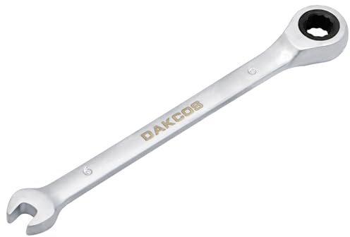 DAKCOS Llave combinada de carraca 6mm Llave fija con trinquete en Cr-V