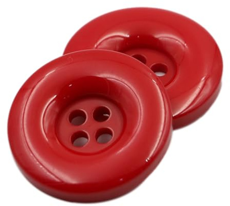 Whakano 10 Stück Dekorative Knöpfe aus Harz,Runde Knöpfe 4-Loch,Nähen Basteln von Dekorationen,für DIY Stricken Nähen Mäntel Kleidung Anzüge Jacke Malerei Scrapbooking Geschenk Deko,Rot,28mm