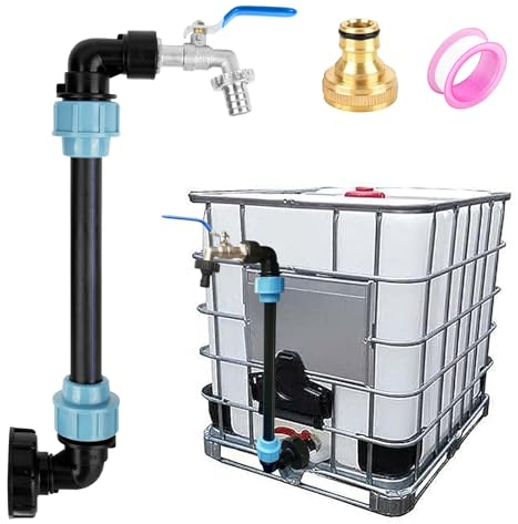 Adaptador IBC con cuello de cisne grifo de latón, grifo de paso S60x6 de 3/4 pulgadas para tanque de agua de lluvia de 1000 l, accesorios para tanque de agua de lluvia, barril de lluvia IBC