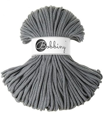 Bobbiny Premium Makramee-Schnur, geflochten, 5 mm, Stahl, 100 m