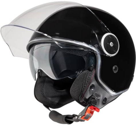 VINZ Tobia Jethelm mit Doppelvisier | Roller Helm mit Sonnenblende | In Gr. XS-XXL | ECE 22.06 Zertifiziert | Motorradhelm mit Visier |Viele Farben Erhältlich - Schwarz